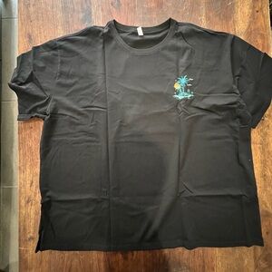 Stylish Black Tee with Tropical Design